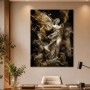 Engelsstatue als Wandbild oder Kunstdruck mit goldenen Akzenten