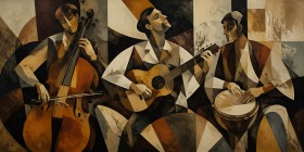 Abstraktes Wandbild mit Musikern, als Poster oder Leinwand Abstraktes Wandbild mit Musikern, als Poster oder Leinwand