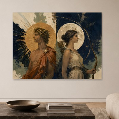 Mythisches Wandbild oder Fine Art Print mit Sonne und Mond