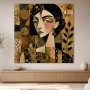 Abstraktes Porträt als Kunstwerk oder Wandbild in Gold und Schwarz