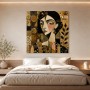 Abstraktes Porträt als Kunstwerk oder Wandbild in Gold und Schwarz