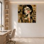 Abstraktes Porträt als Kunstwerk oder Wandbild in Gold und Schwarz