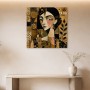Abstraktes Porträt als Kunstwerk oder Wandbild in Gold und Schwarz