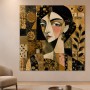 Abstraktes Porträt als Kunstwerk oder Wandbild in Gold und Schwarz