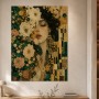 Florales Porträt als Kunstwerk und Wandbild in Gold und Grün