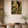 Florales Porträt als Kunstwerk und Wandbild in Gold und Grün