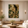 Florales Porträt als Kunstwerk und Wandbild in Gold und Grün