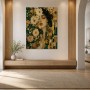 Florales Porträt als Kunstwerk und Wandbild in Gold und Grün