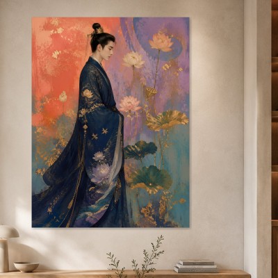 Elegantes Wandbild oder Fine Art Print mit Lotus und Kimono
