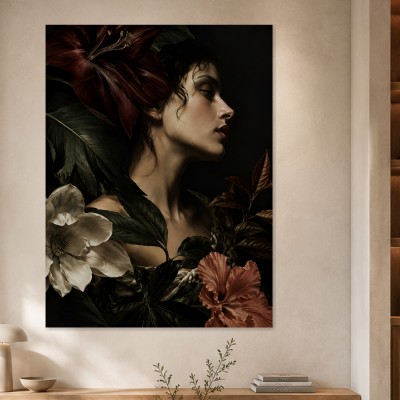 Elegantes Porträt mit Blüten als Fine Art Print oder Acrylbild