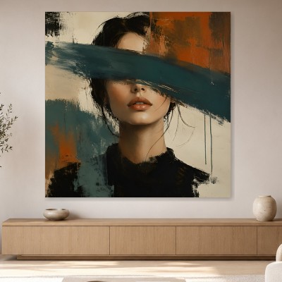 Modernes Wandbild oder Acrylbild mit abstraktem Porträt