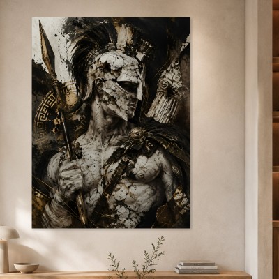 Griechischer Krieger in Gold und Schwarz, Kunstwerk oder Wandbild