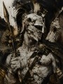 Griechischer Krieger in Gold und Schwarz, Kunstwerk oder Wandbild