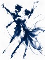 Tänzerische Silhouetten in Blau, als Wandbild oder Kunstdruck