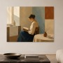 Ruhiges Interieur mit Lesender, Kunstdruck oder Wandbild