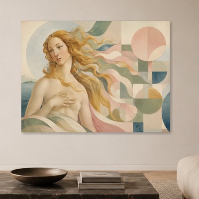 Moderne Kunst oder Kunstdruck mit poetischer Frauenfigur