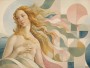 Moderne Kunst oder Kunstdruck mit poetischer Frauenfigur