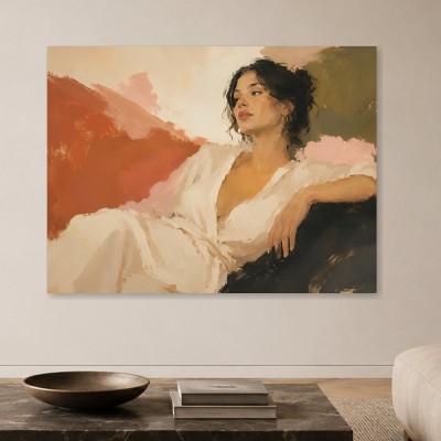 Elegante Porträtstudie als Kunstwerk oder Wandbild mit warmer Farbigkeit