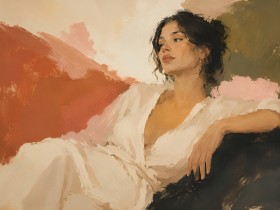 Elegante Porträtstudie als Kunstwerk oder Wandbild mit warmer Farbigkeit Elegante Porträtstudie als Kunstwerk oder Wandbild mit warmer Farbigkeit