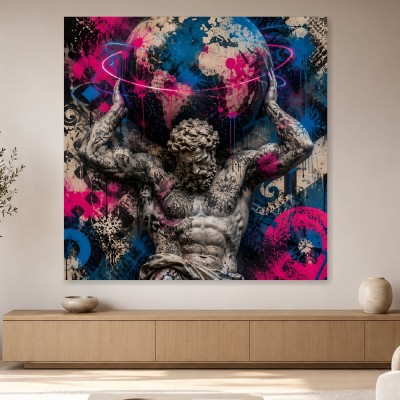 Graffiti Gott Atlas als Modernes Wandbild oder Gallery Print