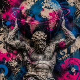 Graffiti Gott Atlas als Modernes Wandbild oder Gallery Print Graffiti Gott Atlas als Modernes Wandbild oder Gallery Print