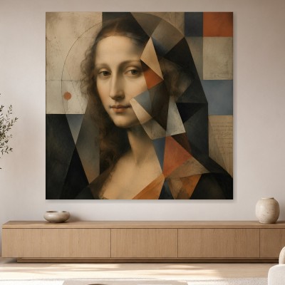 Mona Lisa als Kunstwerk oder Modernes Wandbild mit geometrischer Tiefe