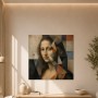 Mona Lisa als Kunstwerk oder Modernes Wandbild mit geometrischer Tiefe
