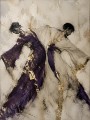 Abstrakte Kunst mit zwei Figuren als Galerie Leinwand oder Poster