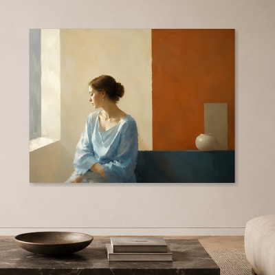 Ruhiges Porträt mit Licht und Farbe, Leinwand oder Kunstdruck