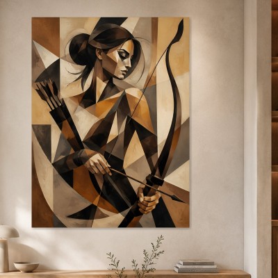 Geometrische Frau mit Bogen als Kunstdruck oder Modernes Wandbild