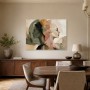 Abstraktes Wandbild oder Kunstdruck mit doppelt porträtiertem Frauengesicht