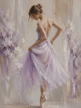 Elegante Ballerina als Kunstwerk oder Wandbild in zartem Lila Elegante Ballerina als Kunstwerk oder Wandbild in zartem Lila