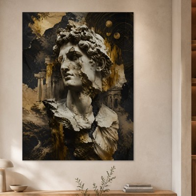 Antike Statue im Dunkel zwischen Kunstwerk und Wandbild