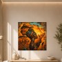 Afrikanische Porträtkunst als Leinwand oder Poster mit Sonnenuntergang