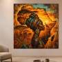 Afrikanische Porträtkunst als Leinwand oder Poster mit Sonnenuntergang