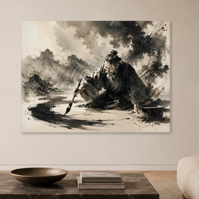Zen-Maler in Tinte, Wandbild oder Fine Art Print