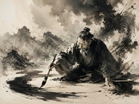 Zen-Maler in Tinte, Wandbild oder Fine Art Print Zen-Maler in Tinte, Wandbild oder Fine Art Print