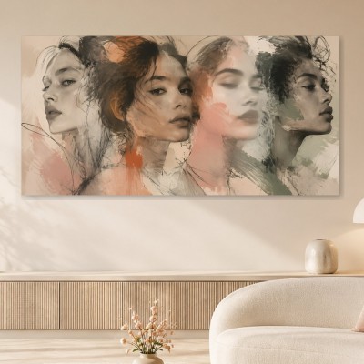 Expressives Porträt als Kunstwerk oder Fine Art Print mit vier Gesichtern