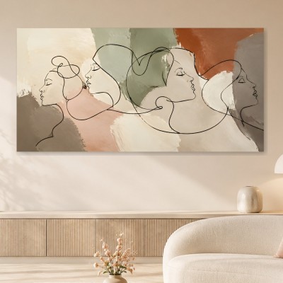 Abstraktes Wandbild oder Gallery Print mit stilisierten Frauengesichtern