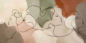 Abstraktes Wandbild oder Gallery Print mit stilisierten Frauengesichtern Abstraktes Wandbild oder Gallery Print mit stilisierten Frauengesichtern