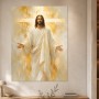 Lichtvolle Figur in Gold, Kunstwerk oder Wandbild mit spiritueller Ausstrahlung