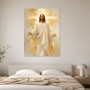 Lichtvolle Figur in Gold, Kunstwerk oder Wandbild mit spiritueller Ausstrahlung