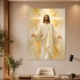 Lichtvolle Figur in Gold, Kunstwerk oder Wandbild mit spiritueller Ausstrahlung