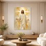 Lichtvolle Figur in Gold, Kunstwerk oder Wandbild mit spiritueller Ausstrahlung