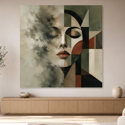 Abstraktes Porträt als Wandbild oder Acrylbild in sanften Kontrasten