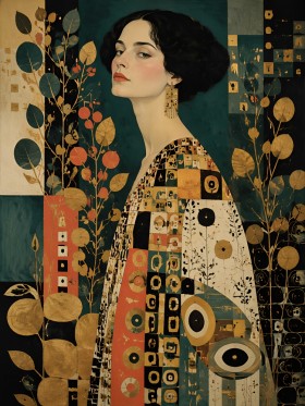 Elegantes Porträt als Fine Art Print oder Wandbild mit Goldakzenten