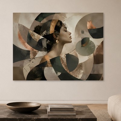 Elegante Porträtkunst als Wandbild oder Acrylbild mit abstrakten Formen