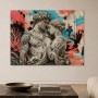 Moderne Kunst und XXL Wandbild mit antiker Skulptur und Graffiti-Kontrast