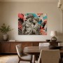 Moderne Kunst und XXL Wandbild mit antiker Skulptur und Graffiti-Kontrast