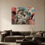 Moderne Kunst und XXL Wandbild mit antiker Skulptur und Graffiti-Kontrast
